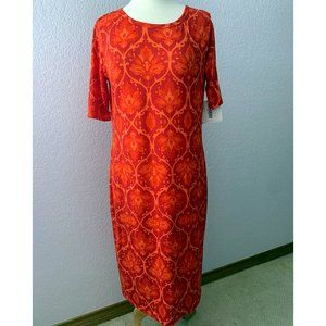 LuLaRoe XL Julia red medallions leaves floral NWT